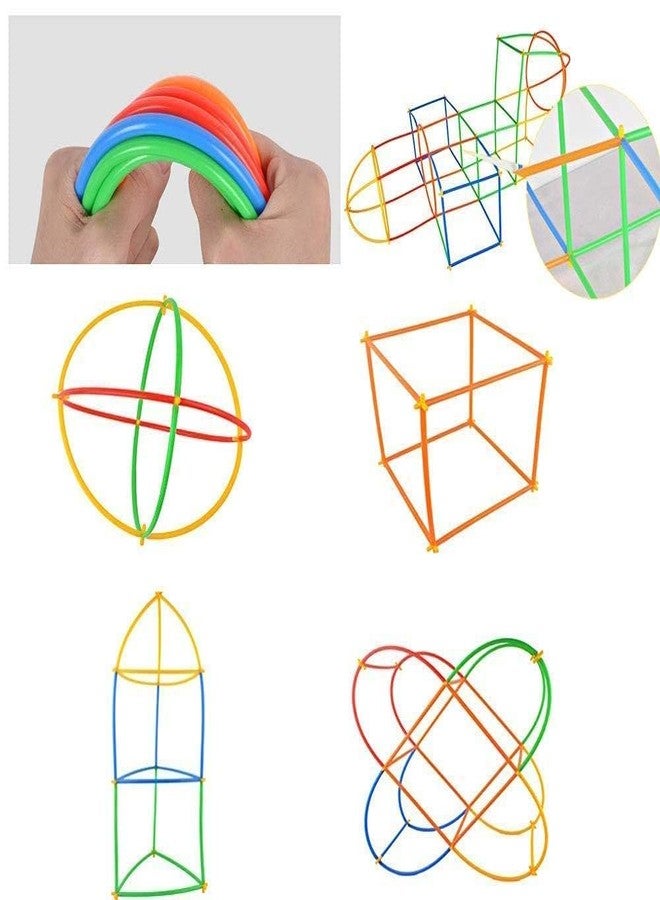 PULSBERY Unbreakable Pipe Straw Stick Building Block Educational Assembly Toy for Kids (Multicolor, 90+ Piece) - Image 2
